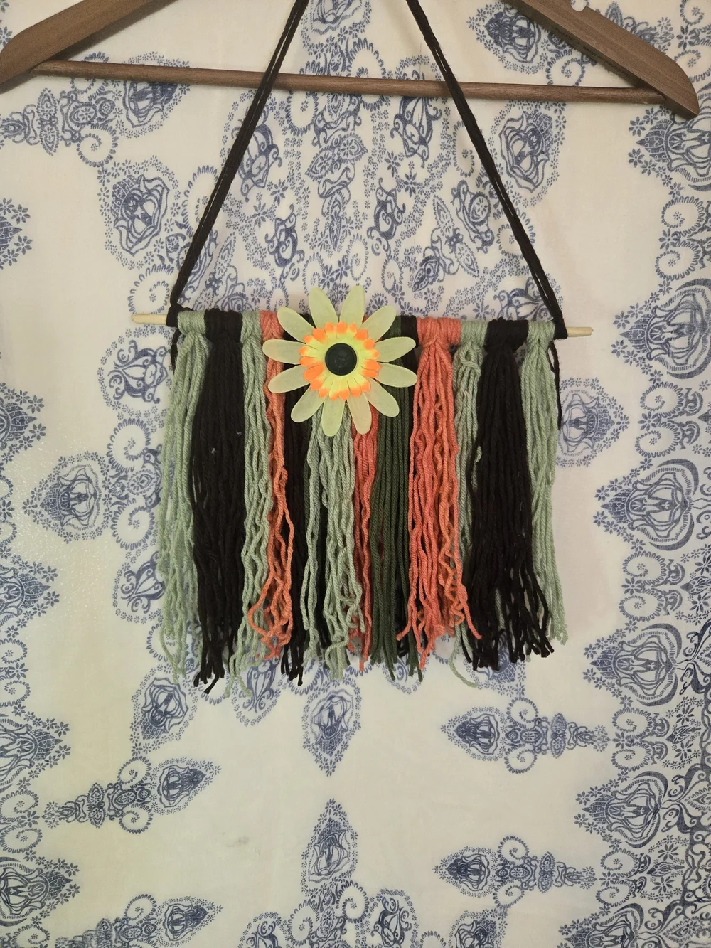 4/$15 Sunflower Grandma Home Decor Handmade Green, Orange Brown Wall Hanging